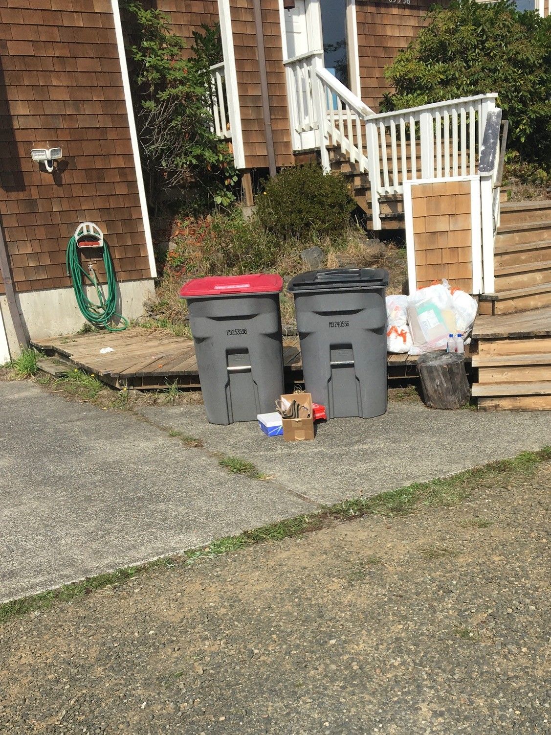 Overflowing trash on a Sunday